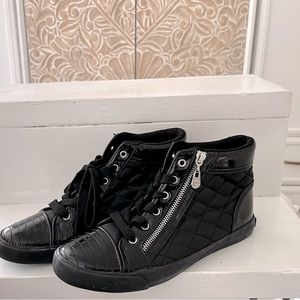Guess- adorable patent quilted and nylon high top sneakers